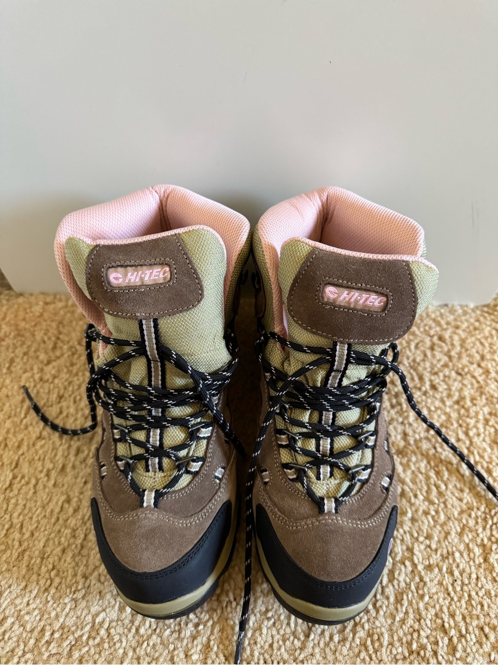 Hi-Tec Brown and Pink Women's Lace-Up Hiking Boots